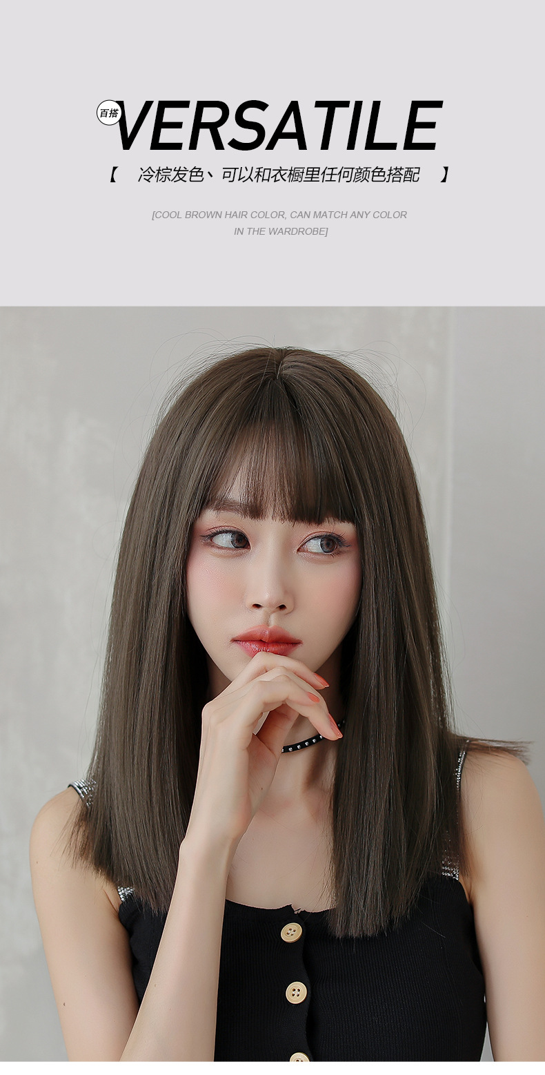 Wig Women's Long Hair Air Bangs Black Long Straight Invisible Simulation Wig Sheath Natural Long Straight Hair Full-Head Wig Wholesale Wig Women's Long Hair Air Bangs Black Long Straight Invisible Simulation Wig Sheath Natural Long Straight Hair Full-Head Wig Wholesale