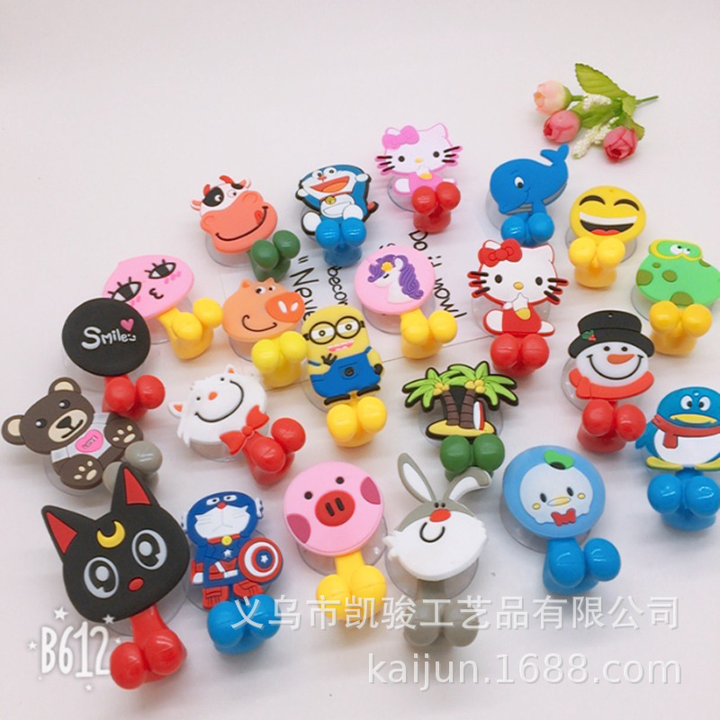 Creative cartoon animal suction wall type children&#039;s suction cup toothbrush holder wholesale plug hook 
