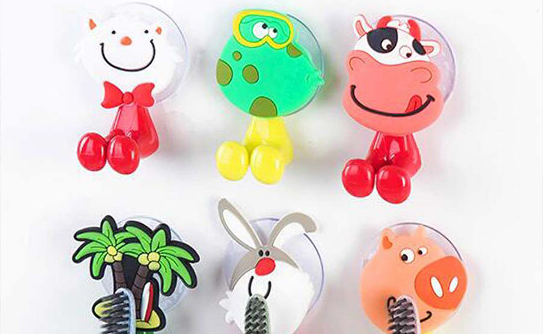 Creative cartoon animal suction wall type children's suction cup toothbrush holder wholesale plug hook 