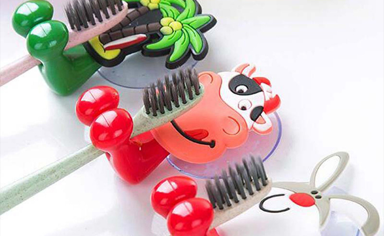 Creative cartoon animal suction wall type children's suction cup toothbrush holder wholesale plug hook 