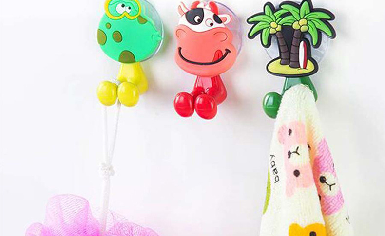 Creative cartoon animal suction wall type children's suction cup toothbrush holder wholesale plug hook 