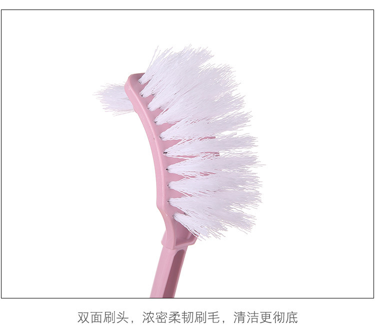 Double-sided toilet brush set toilet cleaner creative dead Angle decontamination with base bent long handle brush Double-sided toilet brush set toilet cleaner creative dead Angle decontamination with base bent long handle brush