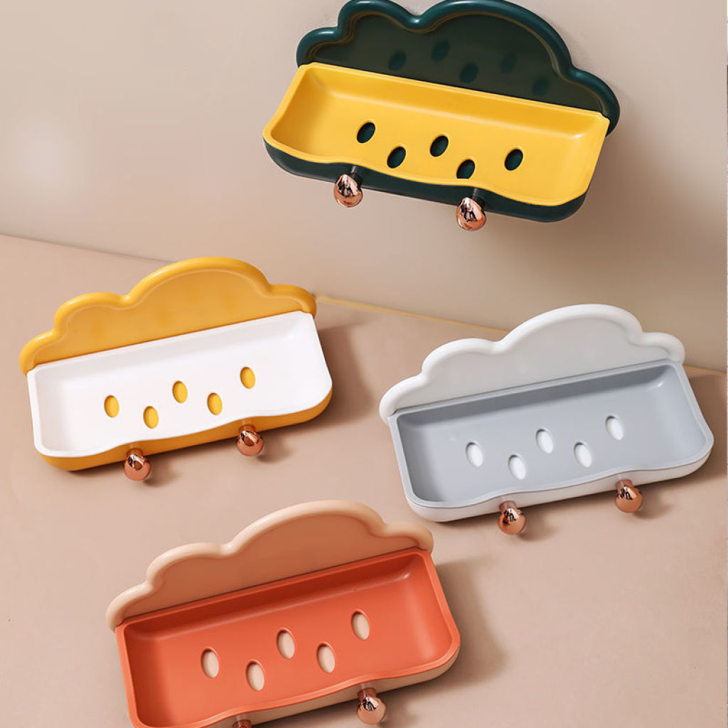 Cloud Soap Dish Hook Punch-Free Bathroom Double-Layer Draining Soap Holder Bathroom Wall-Mounted Soap Rack Cloud Soap Dish Hook Punch-Free Bathroom Double-Layer Draining Soap Holder Bathroom Wall-Mounted Soap Rack