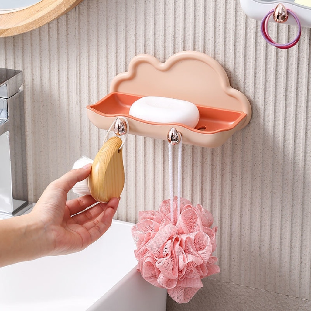 Cloud Soap Dish Hook Punch-Free Bathroom Double-Layer Draining Soap Holder Bathroom Wall-Mounted Soap Rack Cloud Soap Dish Hook Punch-Free Bathroom Double-Layer Draining Soap Holder Bathroom Wall-Mounted Soap Rack