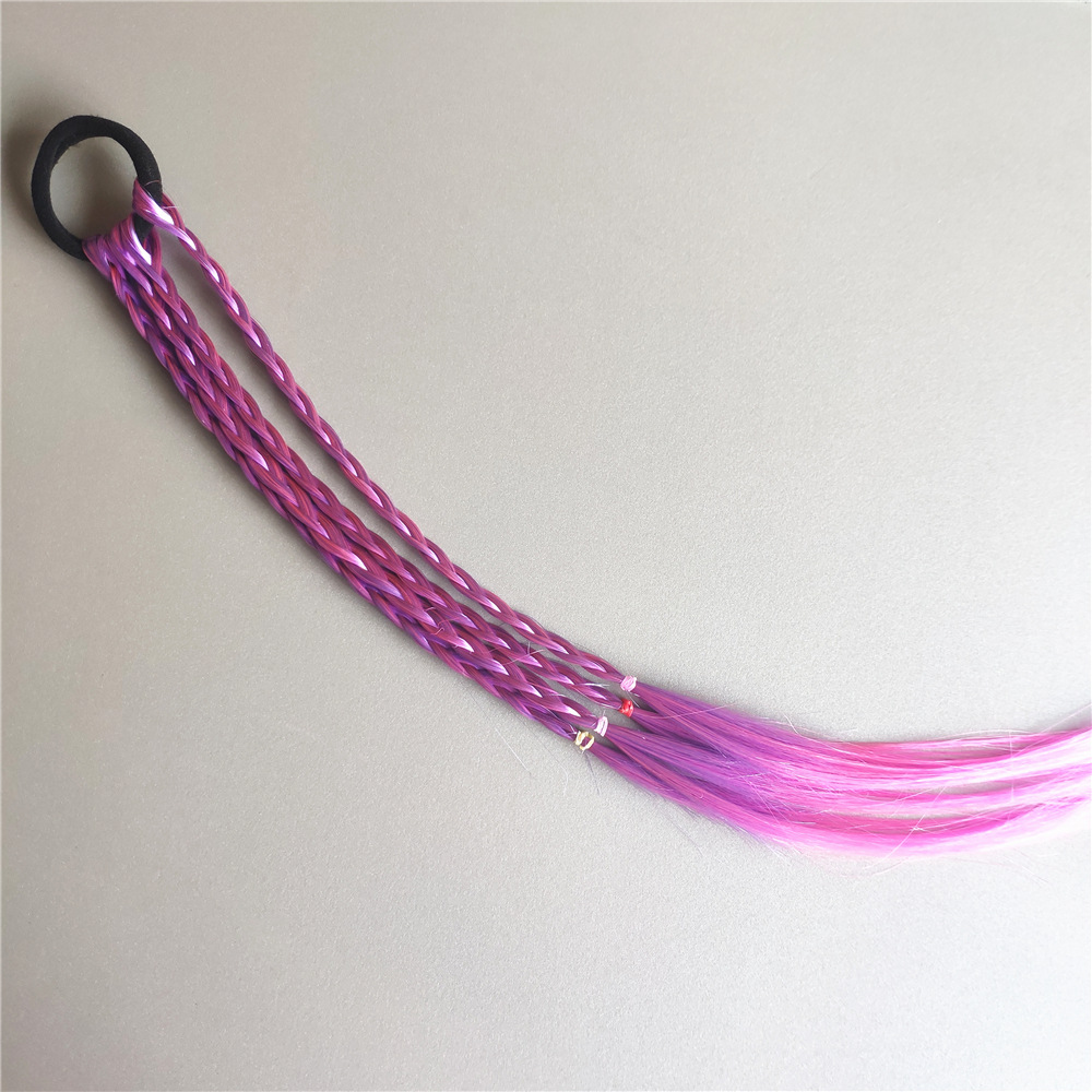 In Stock Wholesale Children's Hair Accessories Baby Gradient Braid Wig Stage Performance Color Ponytail Braid Hair Ring Headdress