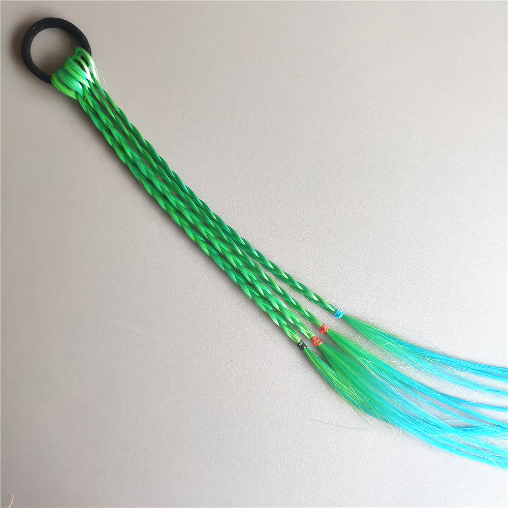 In Stock Wholesale Children's Hair Accessories Baby Gradient Braid Wig Stage Performance Color Ponytail Braid Hair Ring Headdress
