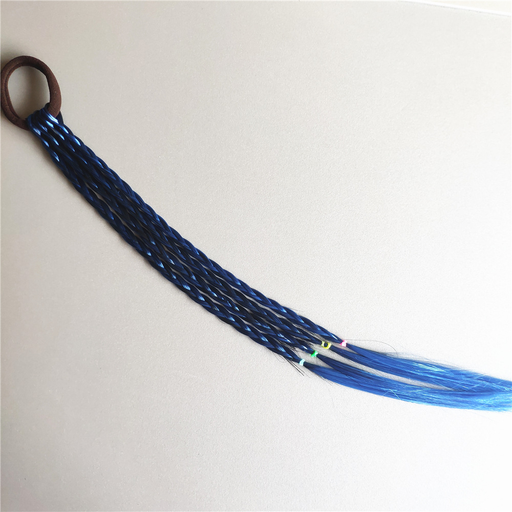 In Stock Wholesale Children's Hair Accessories Baby Gradient Braid Wig Stage Performance Color Ponytail Braid Hair Ring Headdress