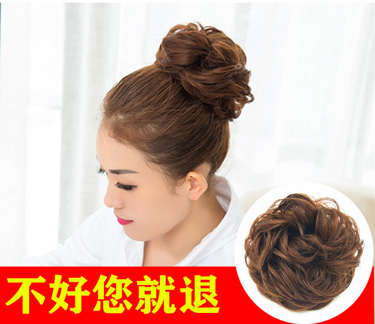 Factory Direct Supply Wig Hair Band Bun Wig Curly Hair Rubber Band Matte High-Temperature Fiber Updo Hair in Stock