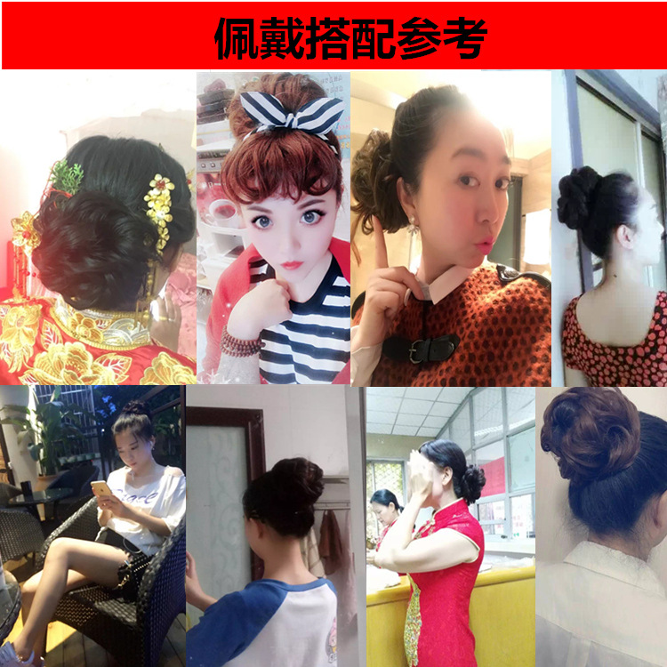 Factory Direct Supply Wig Hair Band Bun Wig Curly Hair Rubber Band Matte High-Temperature Fiber Updo Hair in Stock Factory Direct Supply Wig Hair Band Bun Wig Curly Hair Rubber Band Matte High-Temperature Fiber Updo Hair in Stock