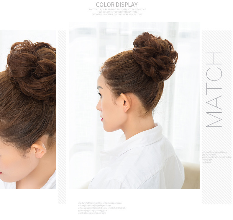 Factory Direct Supply Wig Hair Band Bun Wig Curly Hair Rubber Band Matte High-Temperature Fiber Updo Hair in Stock Factory Direct Supply Wig Hair Band Bun Wig Curly Hair Rubber Band Matte High-Temperature Fiber Updo Hair in Stock