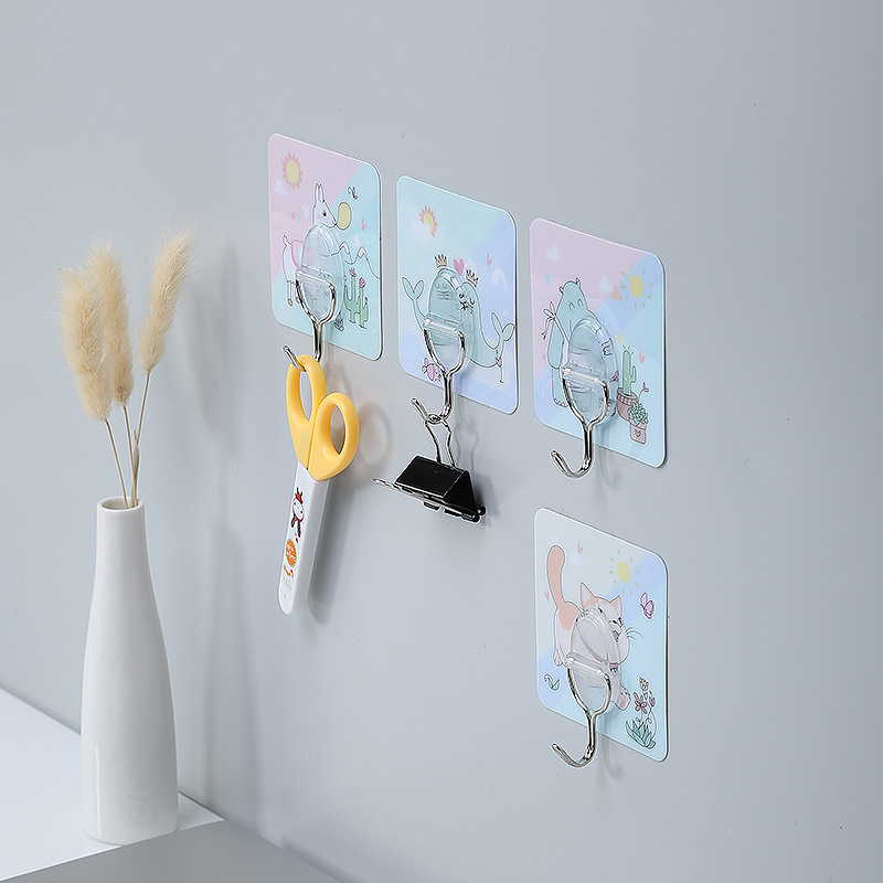 Zhenxin Factory Wholesale Seamless Sticky Hook Cartoon No-Punch Sticky Hook Hook Bathroom and Toilet Doors after Nail-Free Hook
