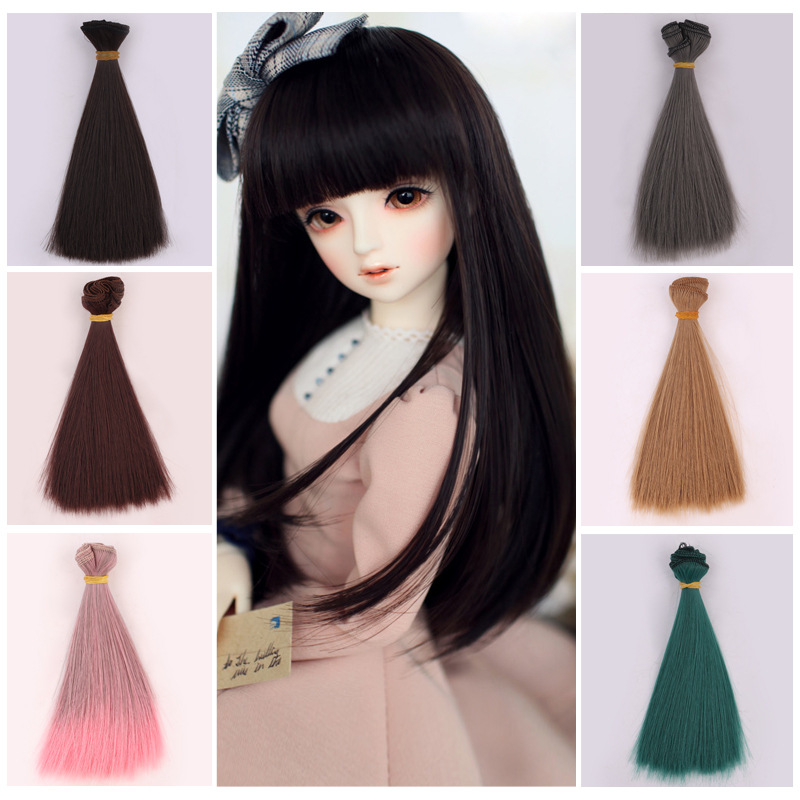 Yuanyang Direct Sales New BJD SD Doll High-Temperature Fiber Wig Straight Hair Kurhn Doll Multi-Color 15cm Hair