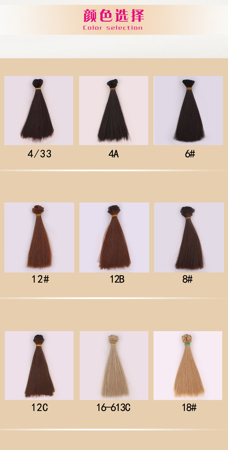Yuanyang Direct Sales New BJD SD Doll High-Temperature Fiber Wig Straight Hair Kurhn Doll Multi-Color 15cm Hair