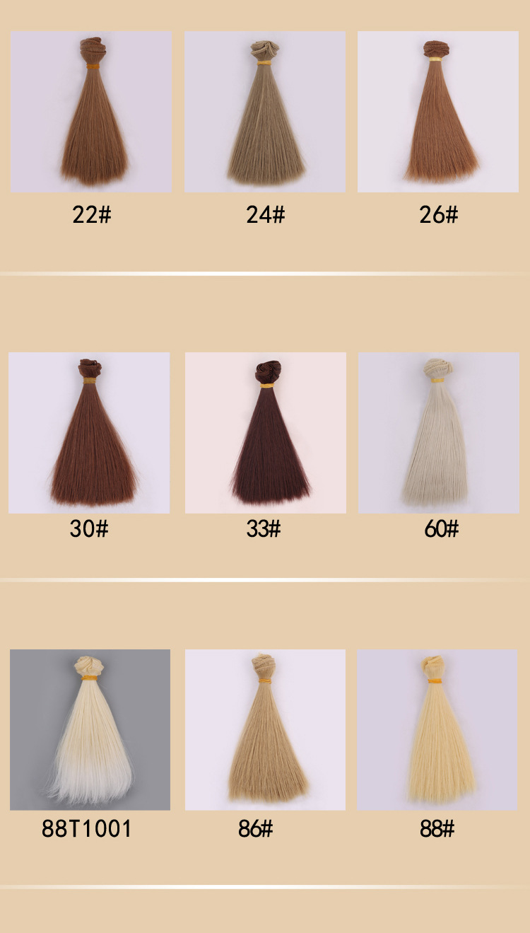 Yuanyang Direct Sales New BJD SD Doll High-Temperature Fiber Wig Straight Hair Kurhn Doll Multi-Color 15cm Hair