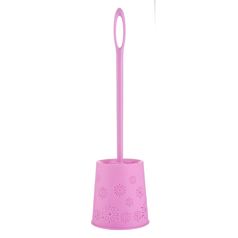 Toilet brush set plastic rod  toilet brush round pattern bottom sitting without dead ends long handle round head  brush