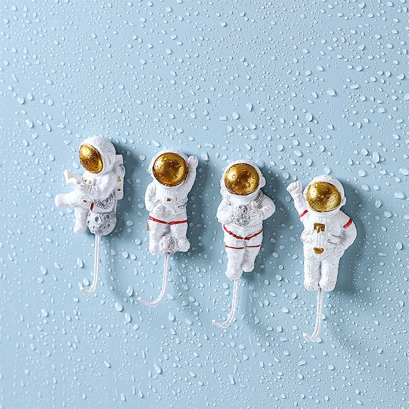 Hook Strong Adhesive Sticking Wall Hanging Kitchen Innovative Cute Astronaut Hook Seamless Punch-Free Hook behind the Door