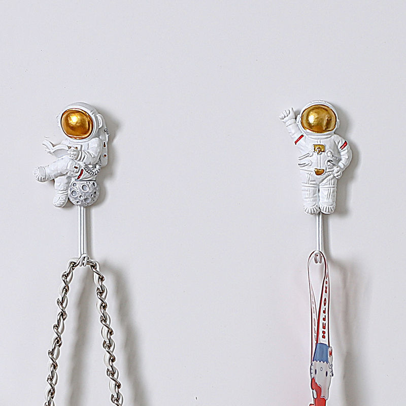 Hook Strong Adhesive Sticking Wall Hanging Kitchen Innovative Cute Astronaut Hook Seamless Punch-Free Hook behind the Door