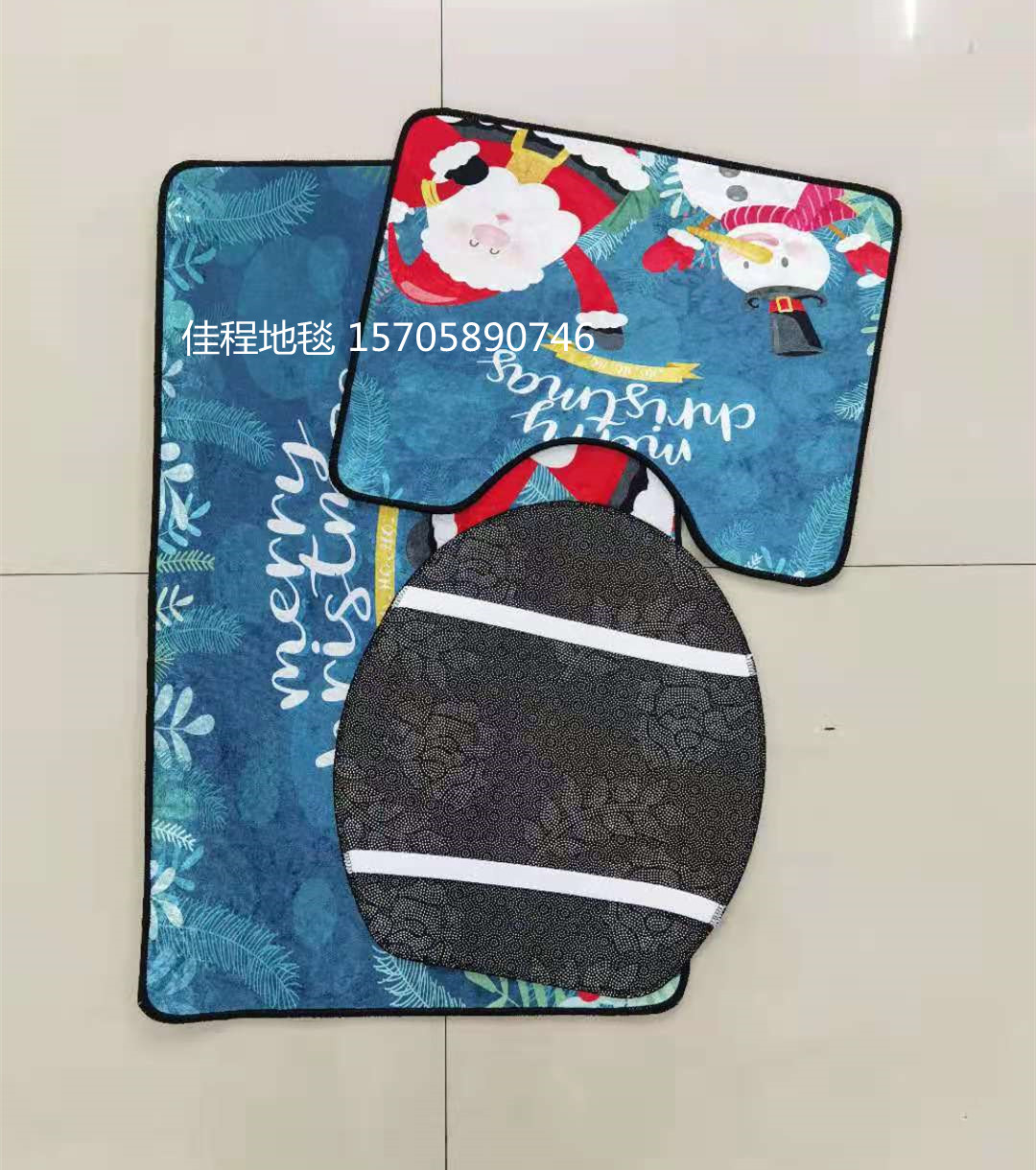 Christmas Mat Shiny Velvet Toilet Three-Piece Floor Mat Christmas Toilet Mat Mat Christmas Combination Non-Slip Mat Christmas Mat Shiny Velvet Toilet Three-Piece Floor Mat Christmas Toilet Mat Mat Christmas Combination Non-Slip Mat