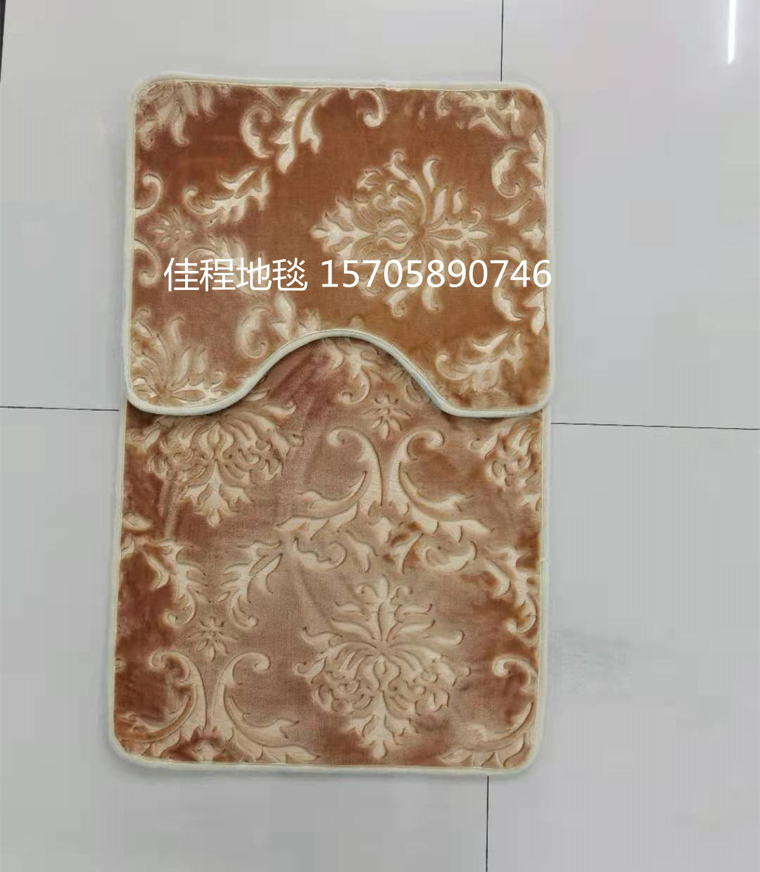 Plain Embossed Toilet Two-Piece Floor Mat Combination Floor Mat Carpet Solid Color Embossed Floor Mat  Non-Slip Mat