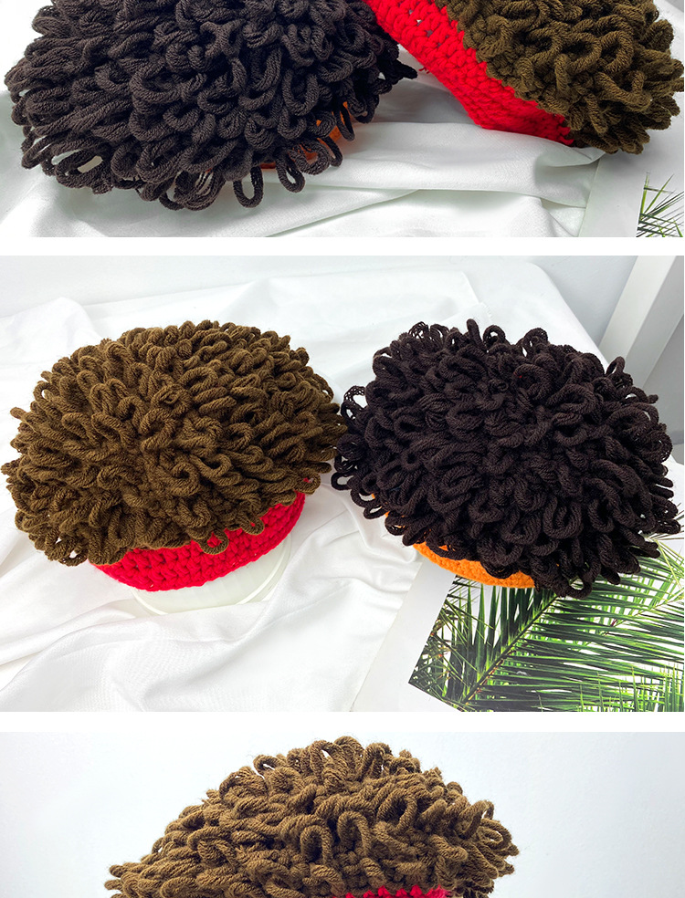 Afro Children's Spring and Autumn Boys' Hat Autumn Hat Wig Trendy Boys' Funny Winter Baby Curly Hat