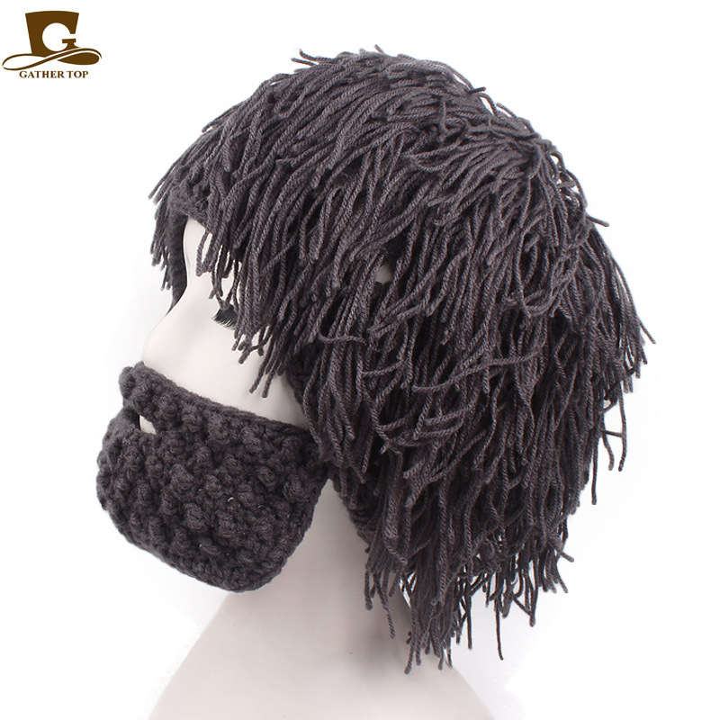Wool Wig Beard Handmade Crochet Hat Original Savage Beard Carnival Activity Wool Hat