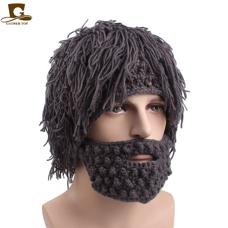 Wool Wig Beard Handmade Crochet Hat Original Savage Beard Carnival Activity Wool Hat