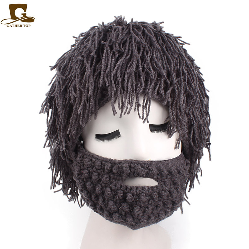 Wool Wig Beard Handmade Crochet Hat Original Savage Beard Carnival Activity Wool Hat