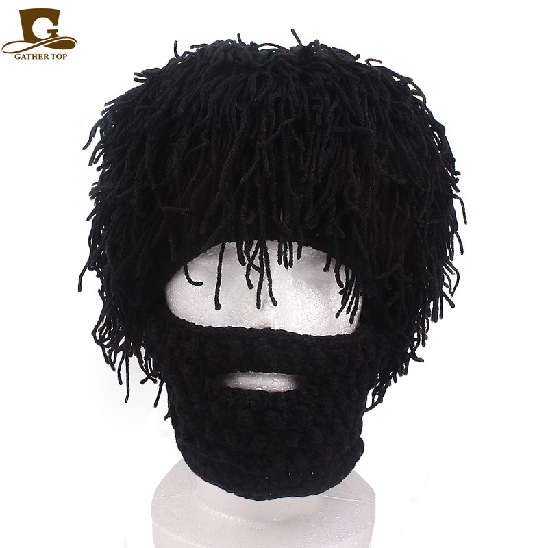 Wool Wig Beard Handmade Crochet Hat Original Savage Beard Carnival Activity Wool Hat