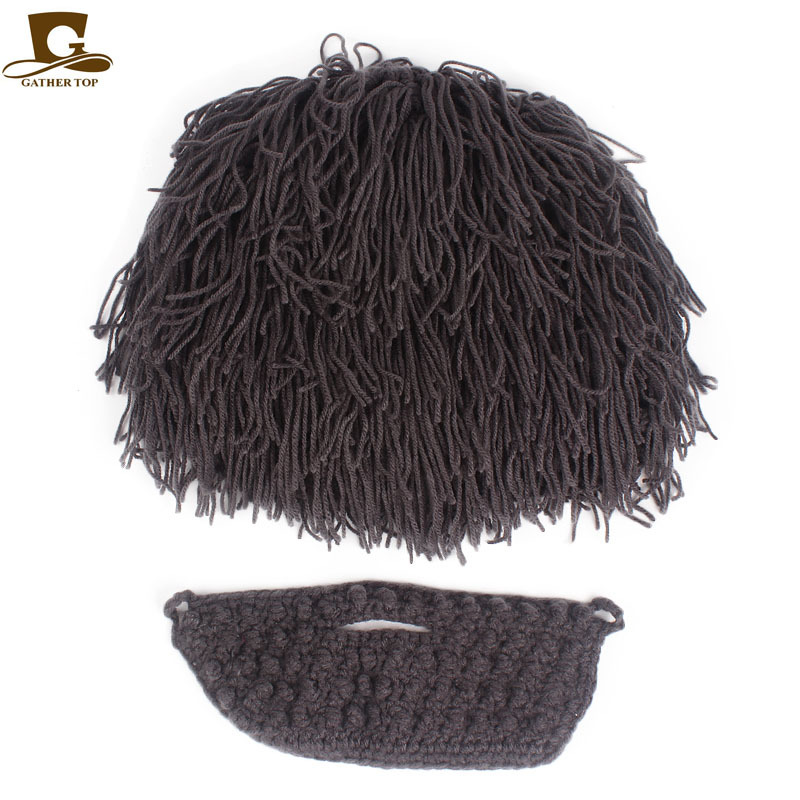 Wool Wig Beard Handmade Crochet Hat Original Savage Beard Carnival Activity Wool Hat