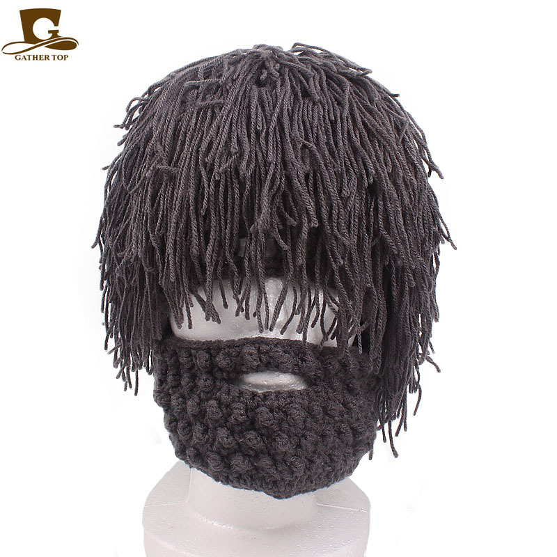 Wool Wig Beard Handmade Crochet Hat Original Savage Beard Carnival Activity Wool Hat