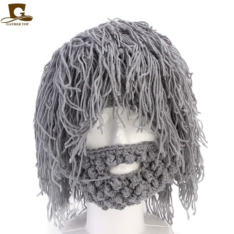 Wool Wig Beard Handmade Crochet Hat Original Savage Beard Carnival Activity Wool Hat