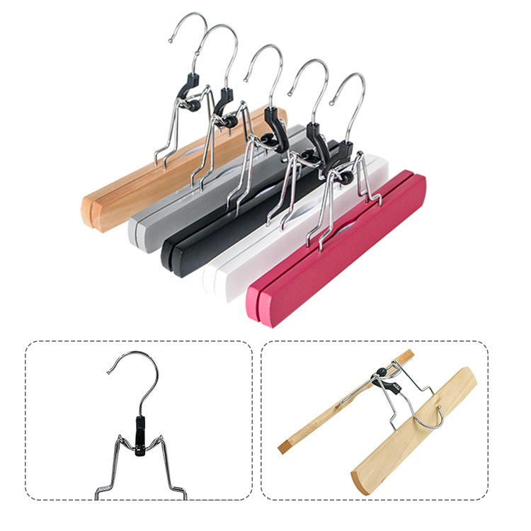 Solid Wood Wig Pin Wooden Clothes Hanger Clothing Store Clothes Hanger Trouser Press Wooden Wig Pin Pant Rack Wooden Skirt Clip Clothes Hanger