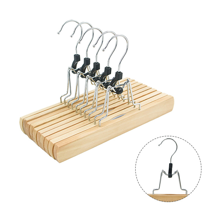 Solid Wood Wig Pin Wooden Clothes Hanger Clothing Store Clothes Hanger Trouser Press Wooden Wig Pin Pant Rack Wooden Skirt Clip Clothes Hanger