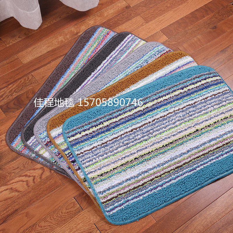 Loop Velvet Color Stripes Mat Water-Absorbing Non-Slip Mat Mat Doormat Carpet Color Stripes Floor Mat Polyester Mat 