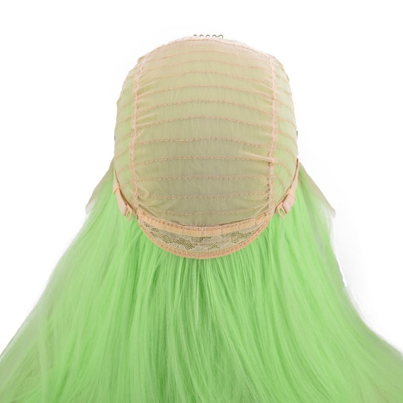 European and American Popular Women's Shawl Long Straight Hair Front Lace Chemical Fiber High-Temperature Fiber Half Hand Crocheting Green Long Straight Hair Wig European and American Popular Women's Shawl Long Straight Hair Front Lace Chemical Fiber High-Temperature Fiber Half Hand Crocheting Green Long Straight Hair Wig