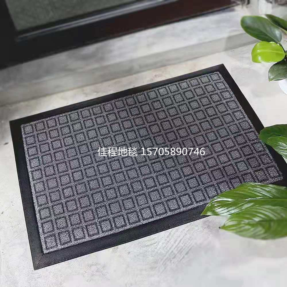 New Carved Door Mat Black Gray Polypropylene Jacquard Foot Mat Non-Slip Mat Carpet Rubber Pad Polypropylene Fiber  Mat 