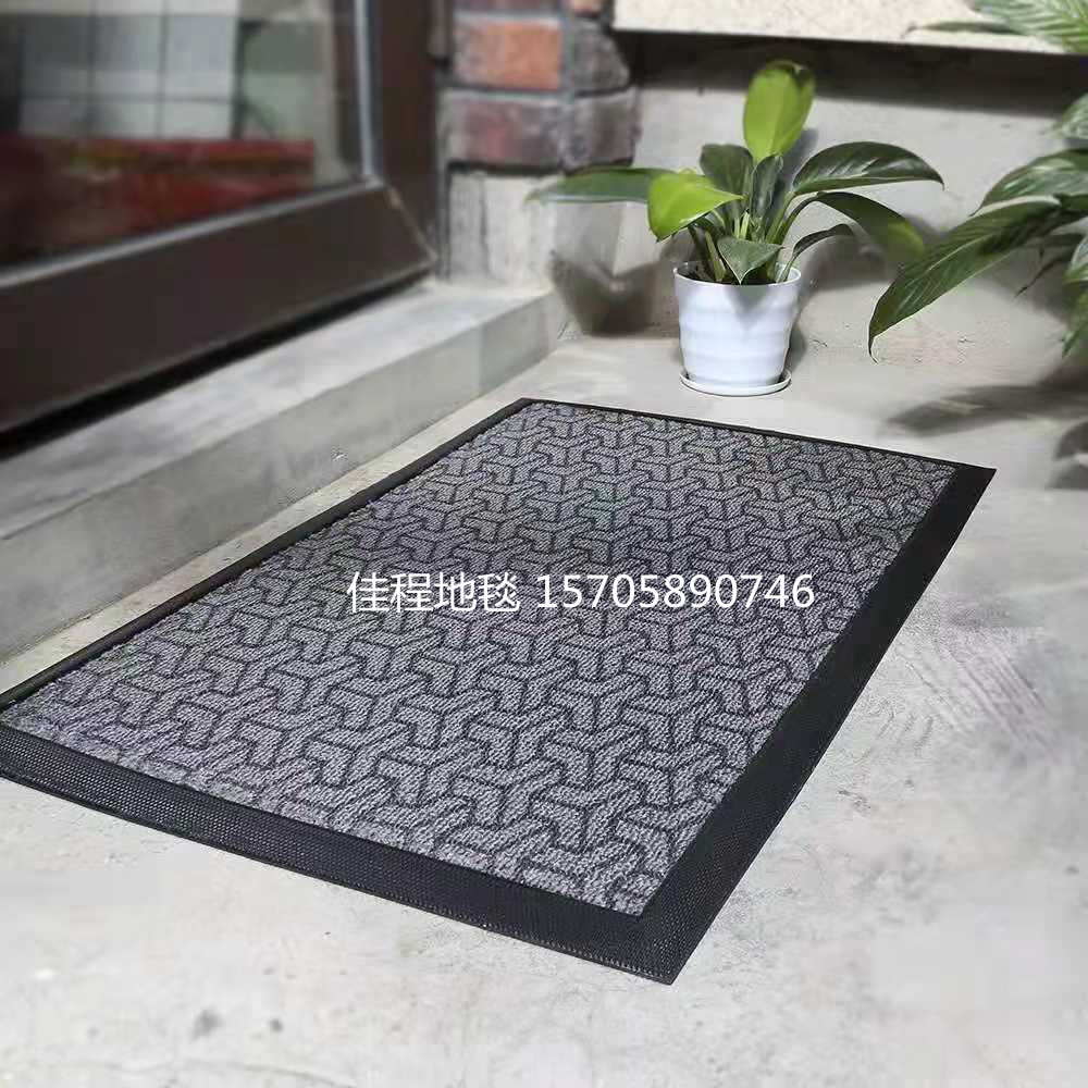 New Carved Door Mat Black Gray Polypropylene Jacquard Foot Mat Non-Slip Mat Carpet Rubber Pad Polypropylene Fiber  Mat 