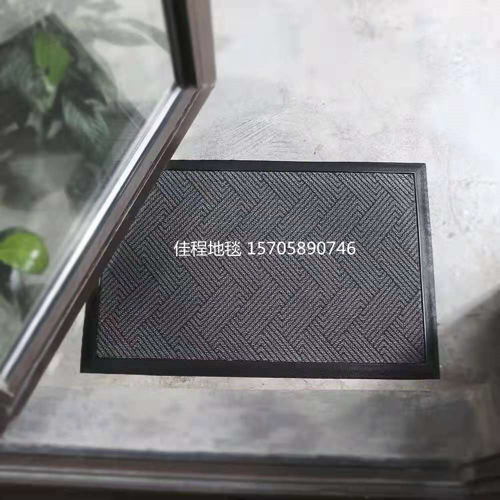 New Carved Door Mat Black Gray Polypropylene Jacquard Foot Mat Non-Slip Mat Carpet Rubber Pad Polypropylene Fiber  Mat 