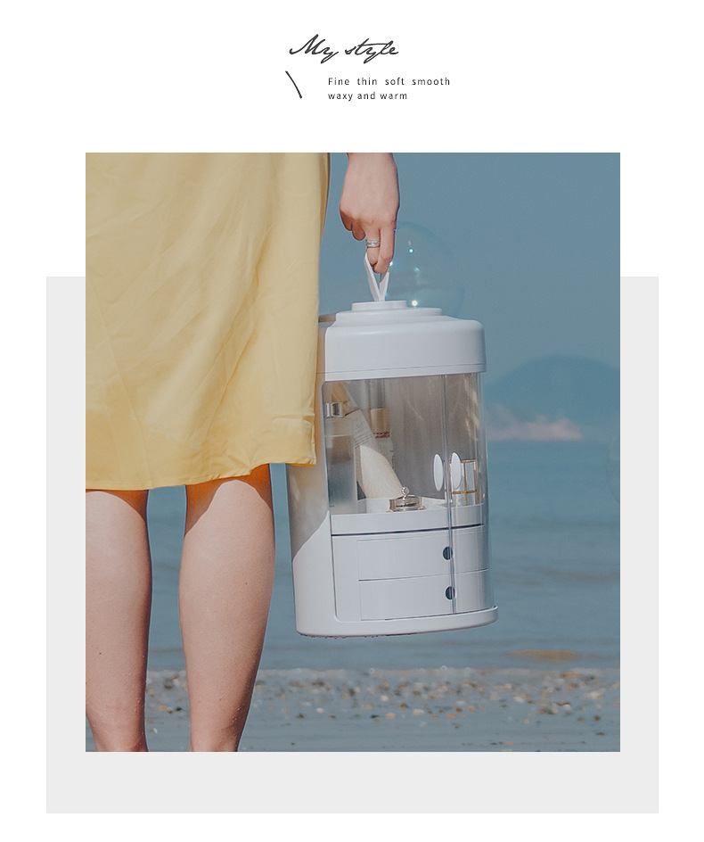 New web celebrity rotating cosmetic storage box portable transparent skin care products dust - proof cosmetic box