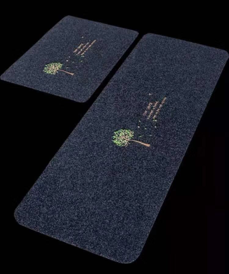 Cheap Embroidered Dirt Trap Mats Kitchen 2-Piece Set Kitchen Pad Carpet Water-Absorbing Non-Slip Mat Combination Pad 