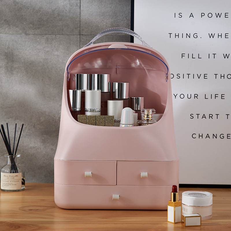 A New portable cosmetics storage box large-capacity cosmetic box desktop skin care products sorting box dustproof cosmetic box