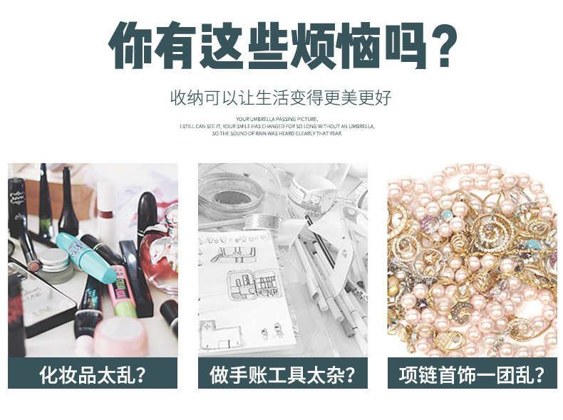 A New portable cosmetics storage box large-capacity cosmetic box desktop skin care products sorting box dustproof cosmetic box
