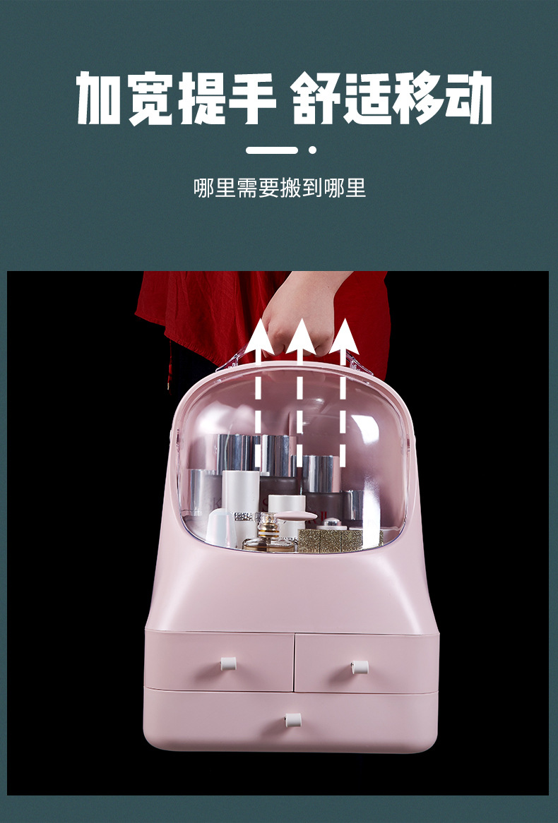 A New portable cosmetics storage box large-capacity cosmetic box desktop skin care products sorting box dustproof cosmetic box
