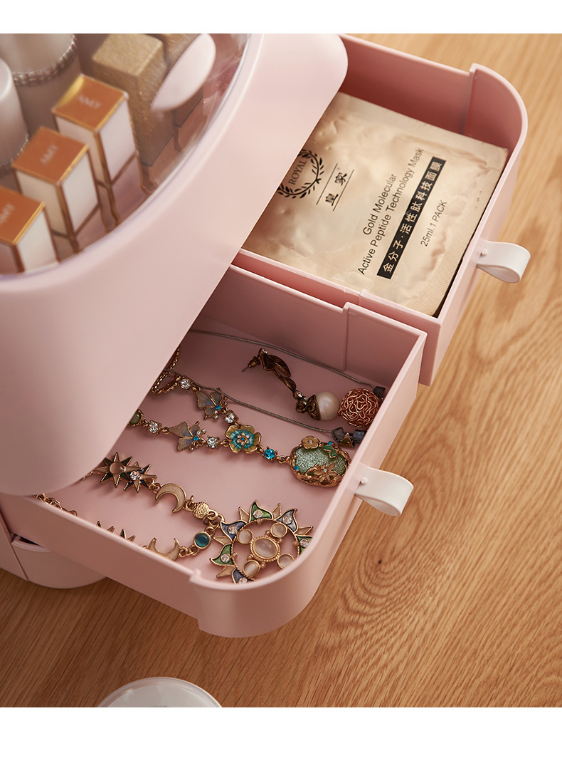 A New portable cosmetics storage box large-capacity cosmetic box desktop skin care products sorting box dustproof cosmetic box
