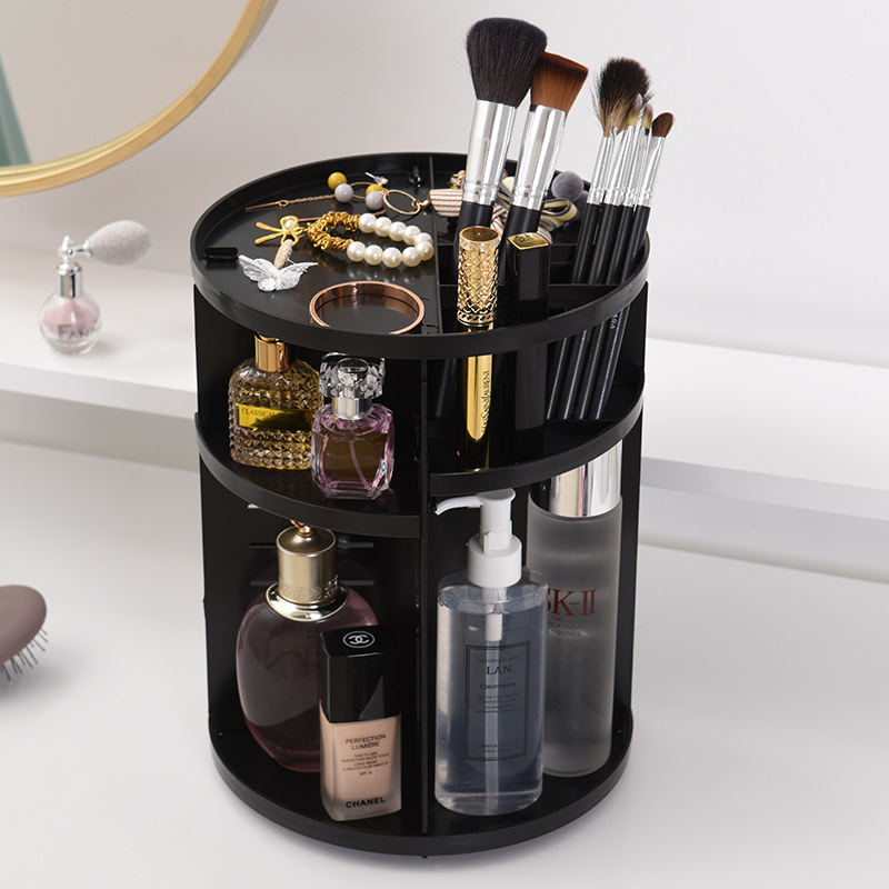 Rotating cosmetic case desktop shelf skin care products storage shelf circular plastic cosmetic storage box