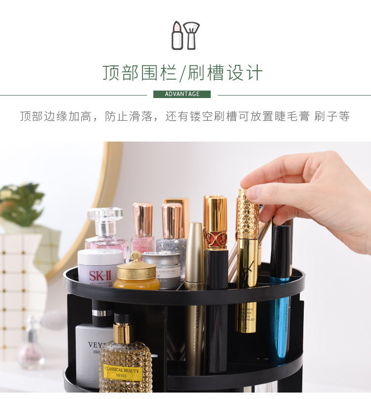 Rotating cosmetic case desktop shelf skin care products storage shelf circular plastic cosmetic storage box