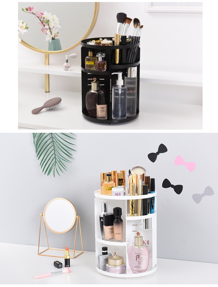 Rotating cosmetic case desktop shelf skin care products storage shelf circular plastic cosmetic storage box