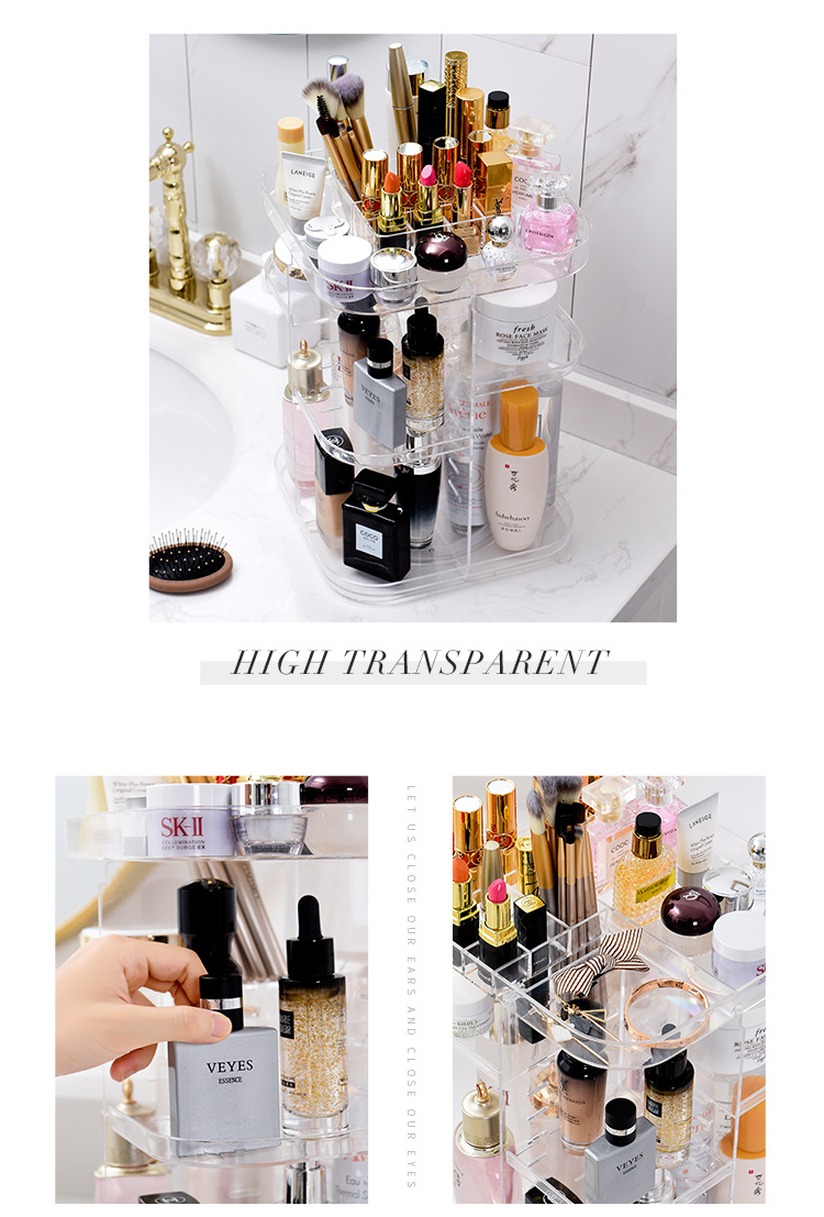 Acrylic rotating cosmetic box cosmetics receiving box skin care products shelving plastic makeup can be removed Acrylic rotating cosmetic box cosmetics receiving box skin care products shelving plastic makeup can be removed