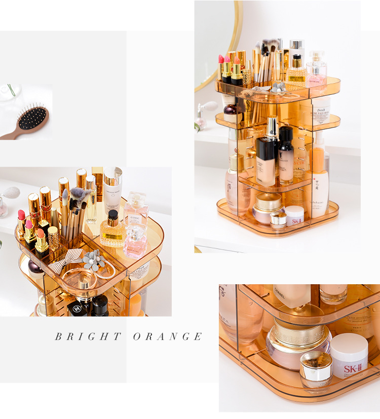 Acrylic rotating cosmetic box cosmetics receiving box skin care products shelving plastic makeup can be removed Acrylic rotating cosmetic box cosmetics receiving box skin care products shelving plastic makeup can be removed