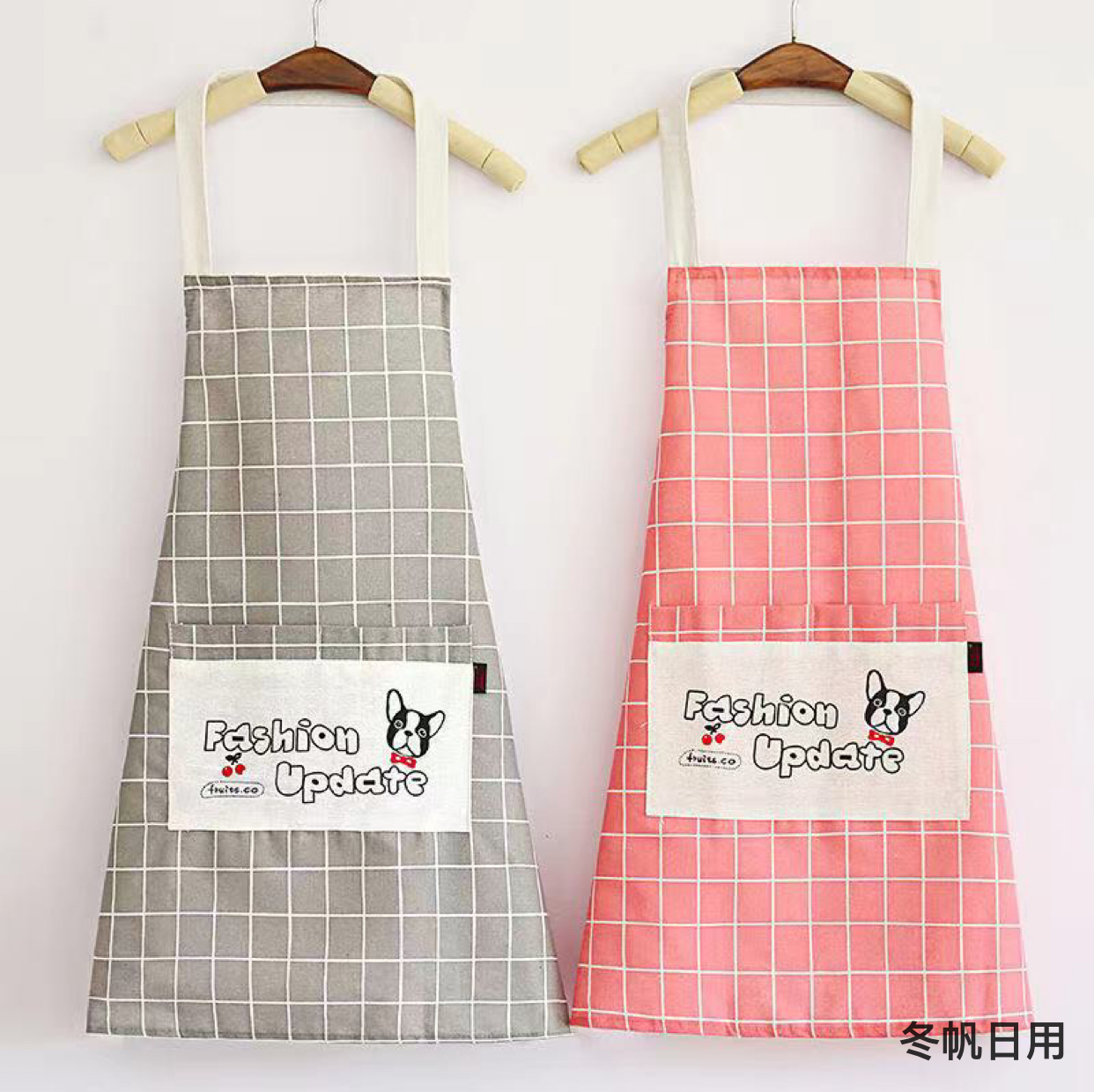 Double-Layer Cotton and Linen Apron Oil-Proof Household Apron Factory Wholesale Advertising Apron Printing
